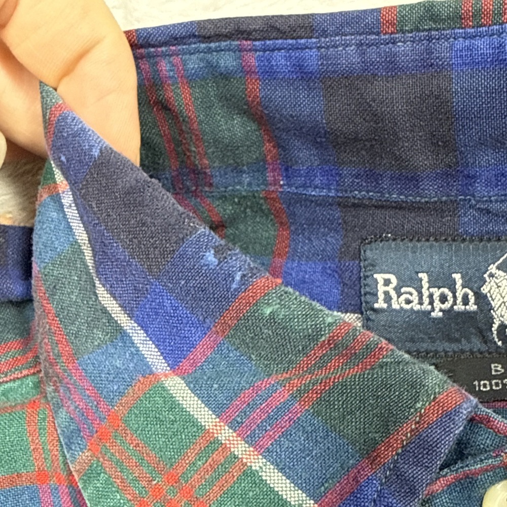 Polo Ralph Lauren Blaire Button Down Shirt Mens L Blue Green Plaid Old Money - Picture 5 of 8
